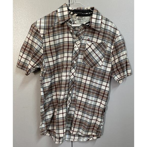 Volcom Mens Size Small Plaid Button Down Shirt “the Process Of Doing” - Picture 1 of 8